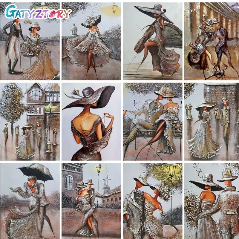 

GATYZTORY Diy Painting By Numbers Kits For Adults Vintage Women Drawing Coloring By Numbers For Wall Art Picture 60x75cm