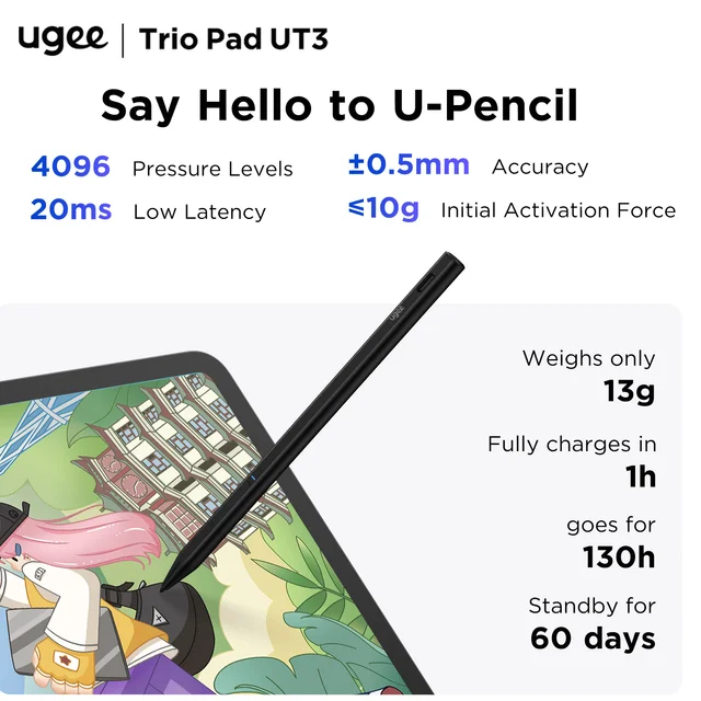 UGEE UT3 Fun Drawing Pad 14.25 inch 2400*1600 Resolution Android 14 System 60HZ Large Graphics Tablet Monitor 8GB+256GB 3