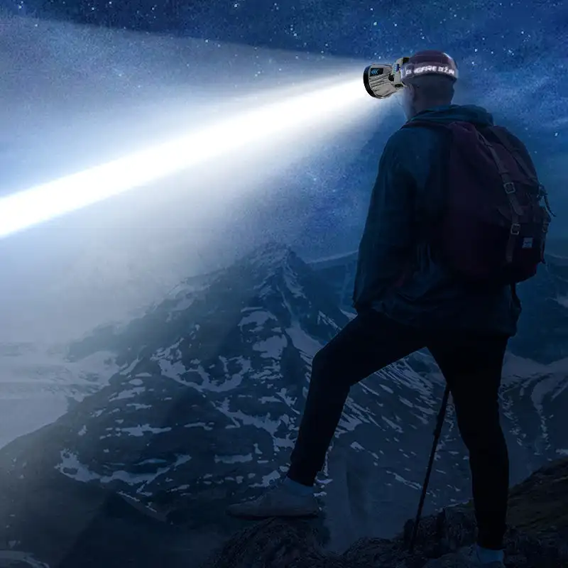 Head Flashlight COB Headlamp Super Bright Rechargeable High Power Headlamp Waterproof 2 Built-in 1200mAh Batteries for Fishing Camping