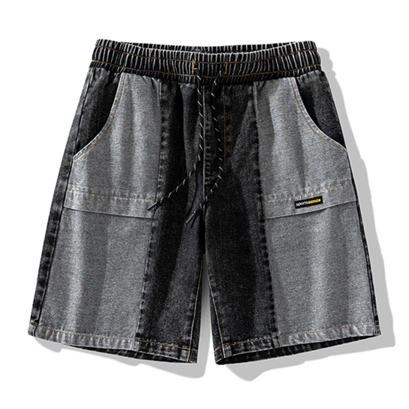 

Color Block Patchwork Jean Shorts Summer Men 2023 Y2K Casual Chic Loose Short Pants Man Streetwear Bermuda Shorts Male Trousers