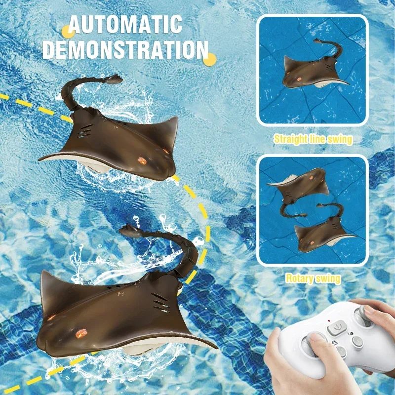 Rc Boat Remote Control Shark Fish Manta Toy 2.4G Pool Waterproof Animal Manta Ray Toy Simulation Children's Water Toy for Kids