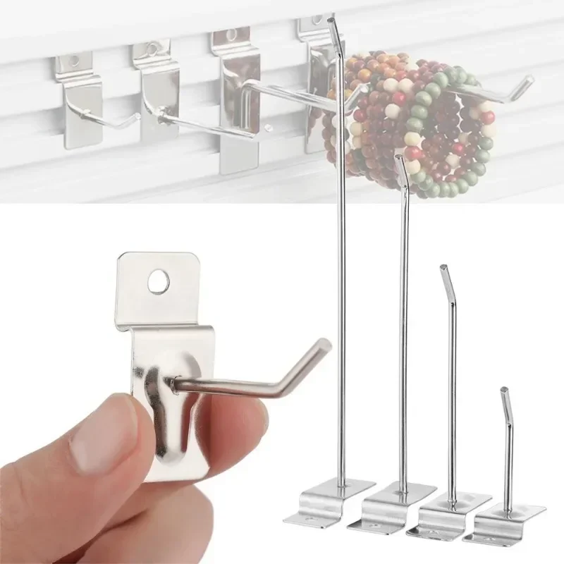 100pcs Metal Panel Holder Goods Shelf Storage Racks Retail Shop Peg Slatwall Hooks Heavy Duty Display Hooks 3