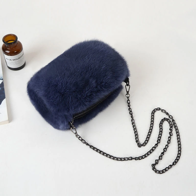 Real Fur Bag Fuzzy Fashion Luxury Fluffy Shoulder Bag Winter Plush Women Warm Hand Purses And Handbags Crossbody Bags For Women