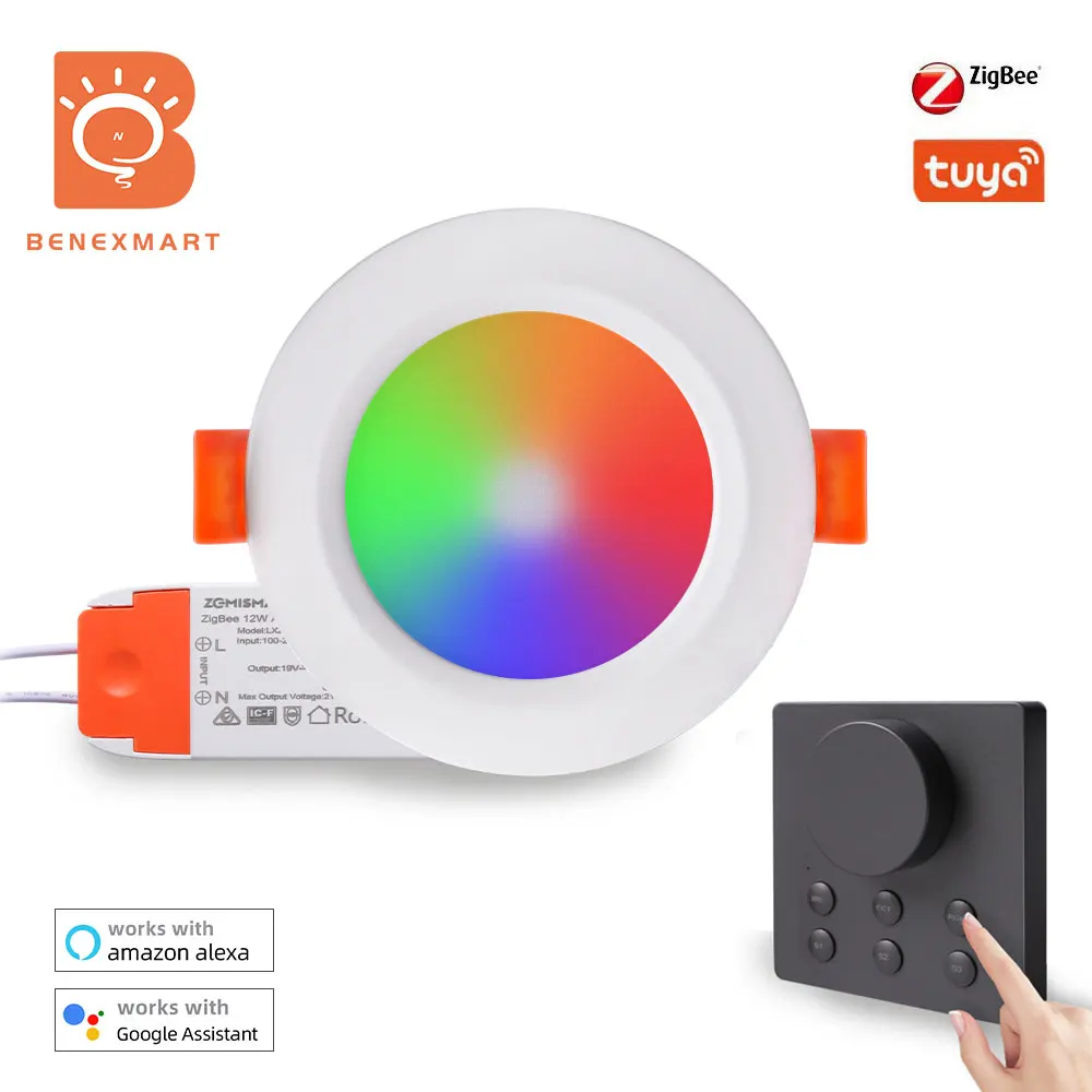 

Умный светодиодный светильник Benexmart Tuya Zigbee, потолочная лампа с беспроводной ручкой, регулировкой яркости RGBCW, 9 Вт, 12 Вт, 15 Вт, Alexa Google Home