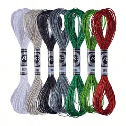 Luxurious Gold & Silver Metallic Embroidery Thread - 8m Premium 12 - Strand Floss (7pcs)