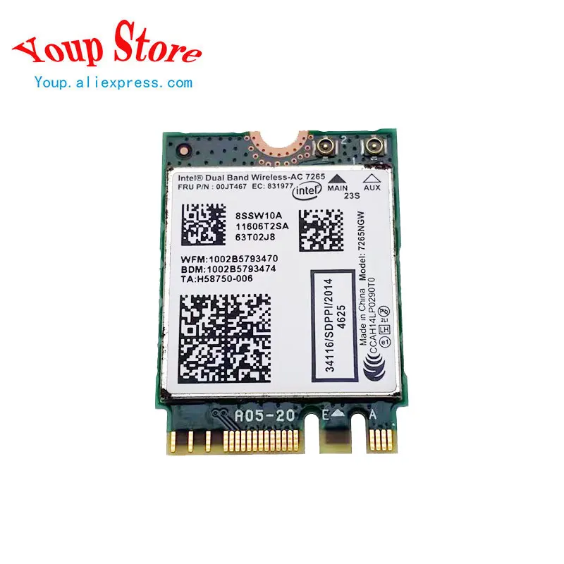 Nouvelle technologie de carte originale 00JT467 sans fil 7265AC WWAN, pour Lenovo ThinkSub T450 T450S T550 X250 L450 Wcape S bronchCarbon 3rd Yoga 14