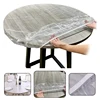 10 Pcs 0.8/1/1.2/1.4M Disposable Fitted Round Tablecloth Transparent Waterproof Oil-Proof Dinning Table Cover Protector Cloth 1