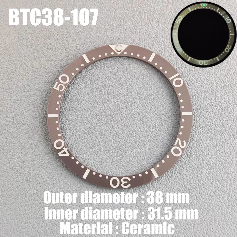 Luminous Ceramic Watch Bezel Insert - 38mm Flat Design
