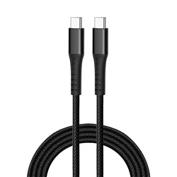 Durable Nylon Braided Fast Charging USB C to USB C Data Cable for 2m (Black)