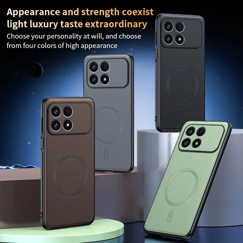 Sleek Matte Leather Magnetic Wireless Charging Case