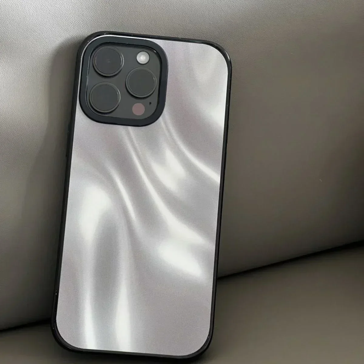 

2.0 Acrylic Silver Soft Metal Pattern Phone Case Cover for IPhone 11 12 13 14 15 Pro Max Case for IPhone 15 Pro Max