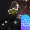 Glass Ring Box for Wedding Jewelry Case, Immortal Flower Glass Cover, Creative Home Decoration 6