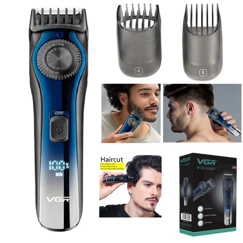 Hair Trimmer VGR Cord/Cordless 1-20mm Adjustable Beard Hair Trimmer for Men Grooming Edge Rechargeable Electric Hair Clipper With 38 Setting hair trimmer hair clipper