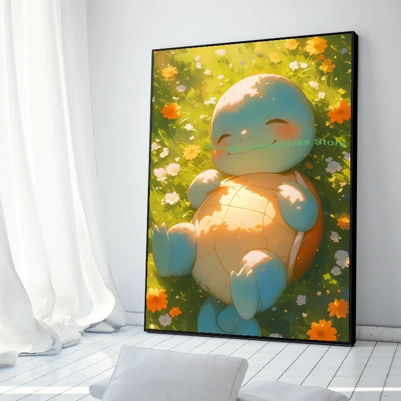 thumbnail image 1 of Figuras de anime de Pokémon en alta definición, Charizard, Bulbasaur, Squirtle, Charmander, ilustraciones, póster, pintura en lienzo, arte de pared, decoración de la habitación del hogar, 1 of 5
