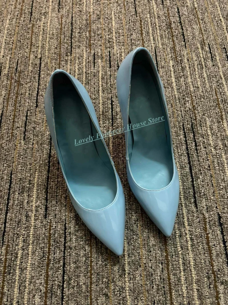 Sexy Woman Stiletto Heel Slip On Pump Shoes Pink White Blue Pointed Toe Spring Autumn Thin High Heel Single Shoes For Lady Girl 6
