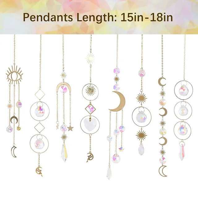 Crystal Windchime Világos Medál Napfogó Diamond Prism Ball Rainbow Chaser Fém Csillár Lógó Üveg Otthoni Kert - Image 6