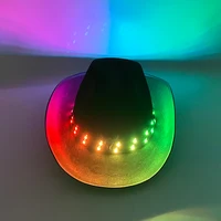 Novelty Decorative Cowboy Hats Led Colorful Neon Light Hat Remote Control Change Colors Men Women Costumes Hats Caps 2
