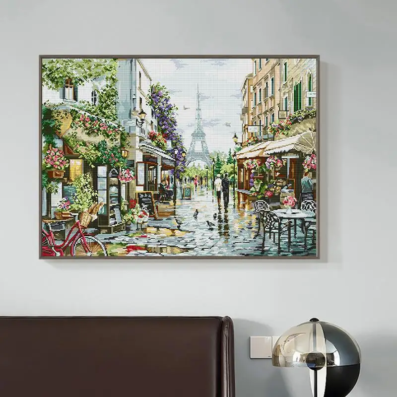 Joy Sunday Paris Street Scene DIY Cross Stitch Kit 11CT 14CT Counting and Stamping Needlework Set Handmade Home Decoration Gift cross stitch kit