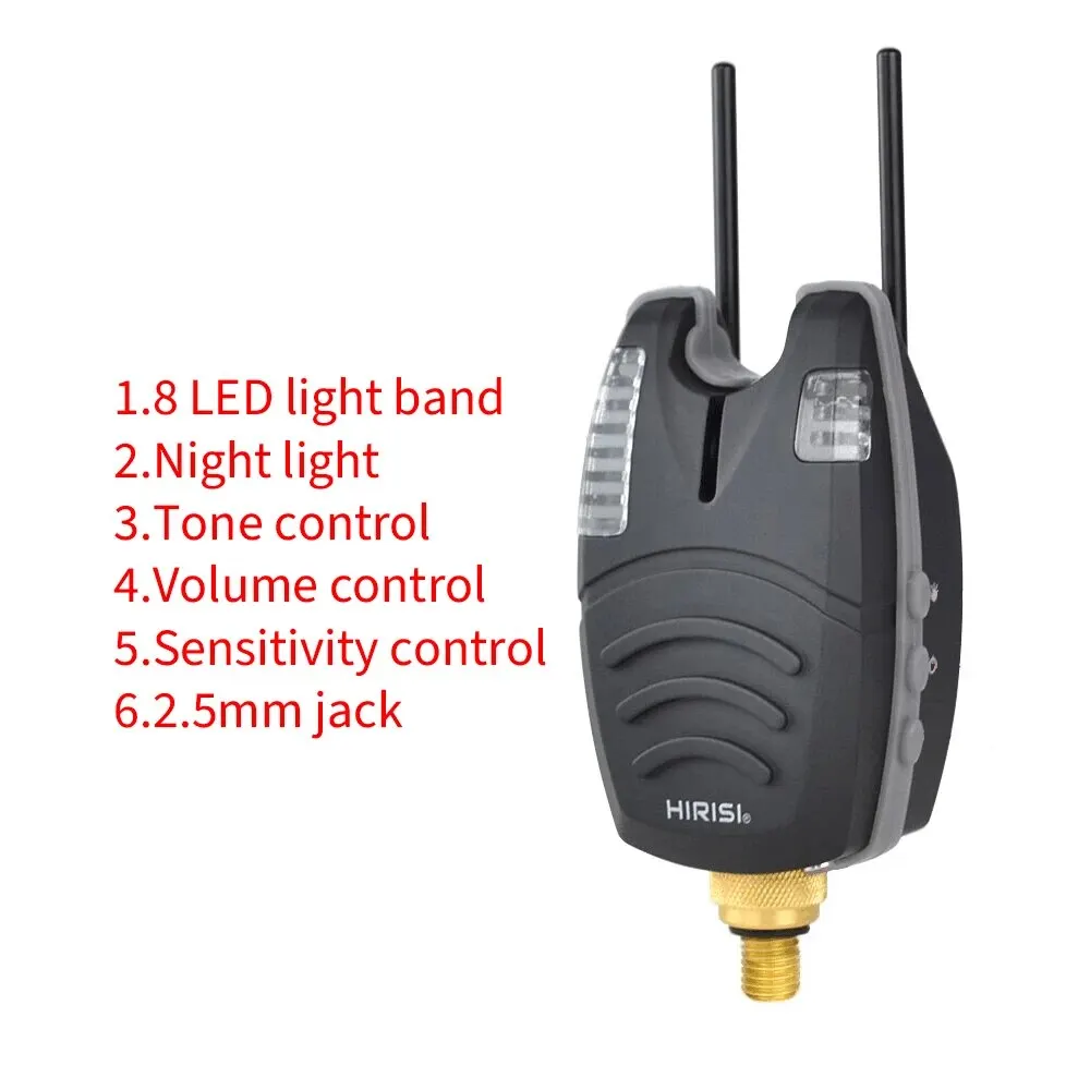 Hirisi 2 Stück wasserdichter Karpfen Angel biss alarm mit Haken Bar blau LED Fisch biss Indikator Angel zubehör – Detail 4