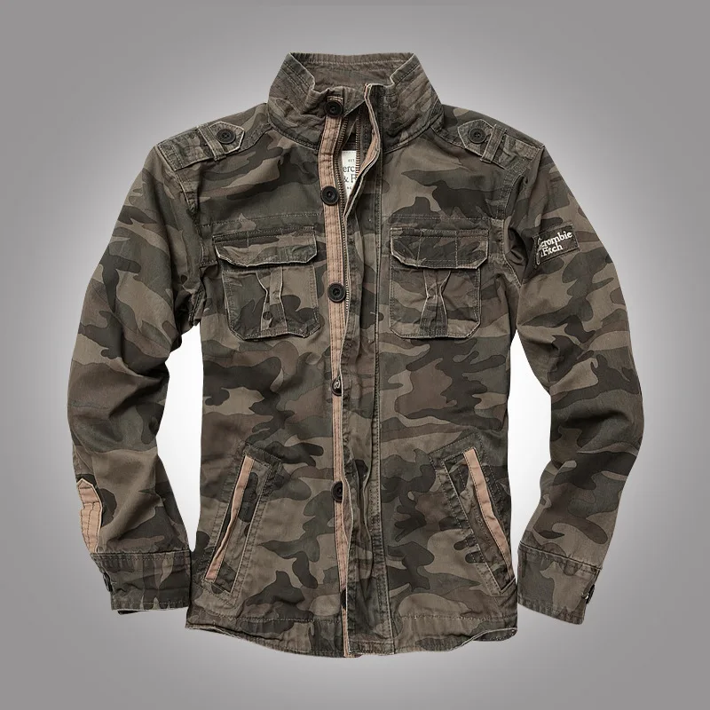 Men's New Camouflage Sports Jacket Autumn and Winter Daily All-match Classic Stand Collar Zipper Button Fashion Coat