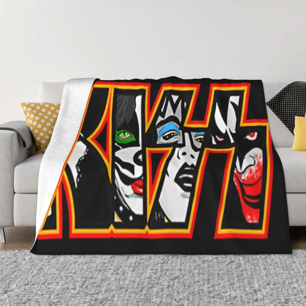 

Плюшевое коленное одеяло KISS Band 2, домашнее и декоративное одеяло