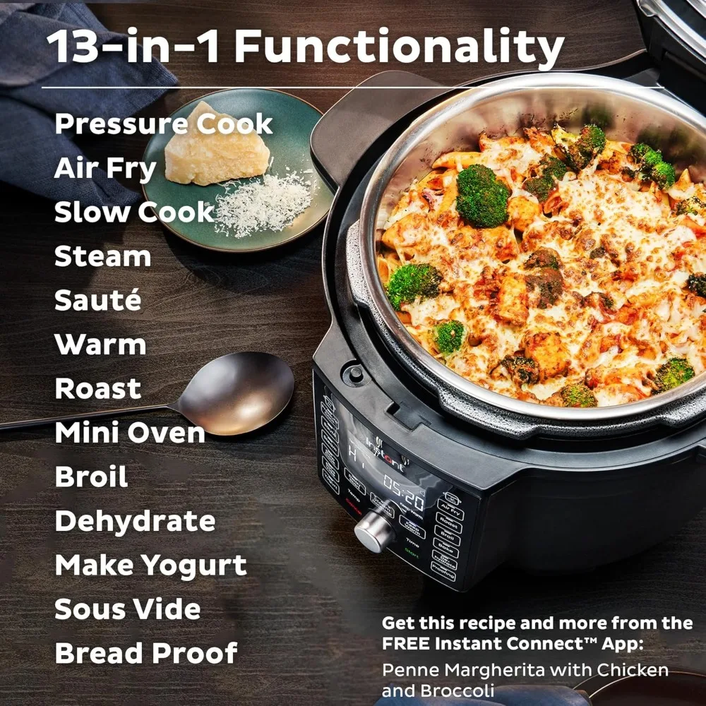 Duo Crisp Ultimate Lid, 13-in-1 Air Fryer and Pressure Cooker Combo, Sauté, Slow Cook, Bake, Steam, Warm, Roast, Dehydrate 5