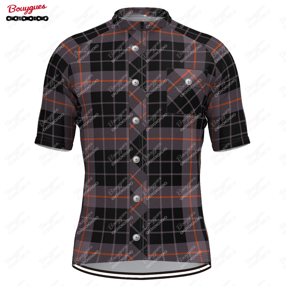 thumbnail image 1 of Maillot de ciclismo a cuadros para hombre, manga corta, reflectante, para ciclismo de montaña, descenso, equipo profesional, 1 of 5