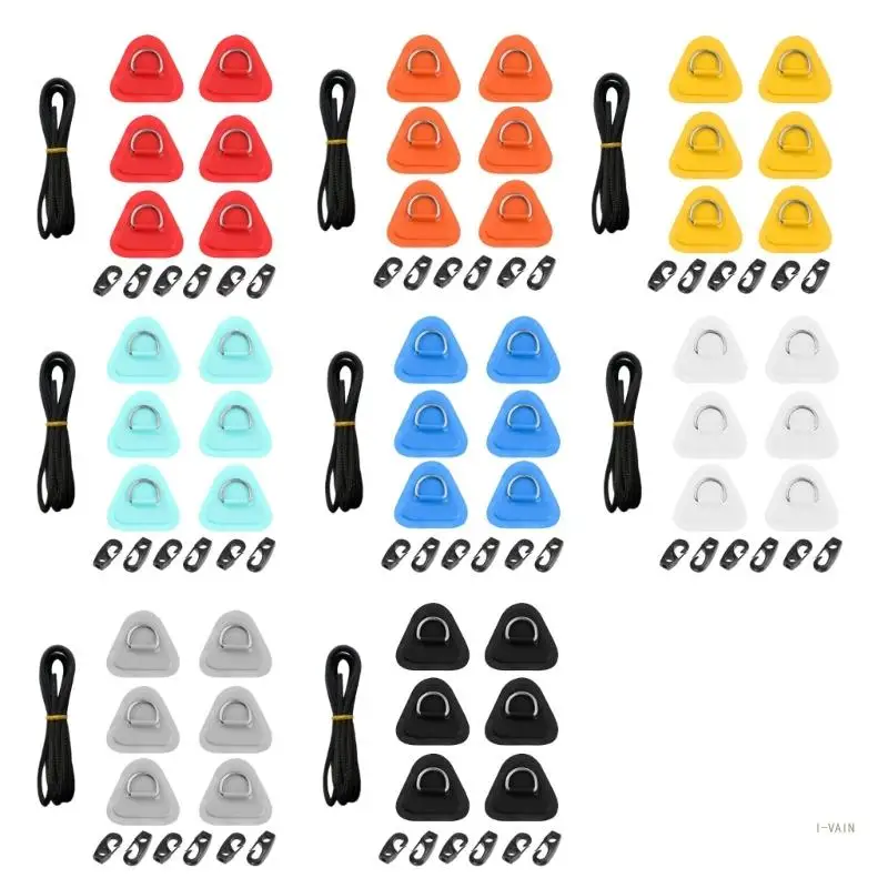 

M5TC 6Pcs Stainless D-Rings Patches for Inflatable Boat Kayak Surfboard Paddle Board Kayak D-Rings Pad Stand-Up Paddleboard