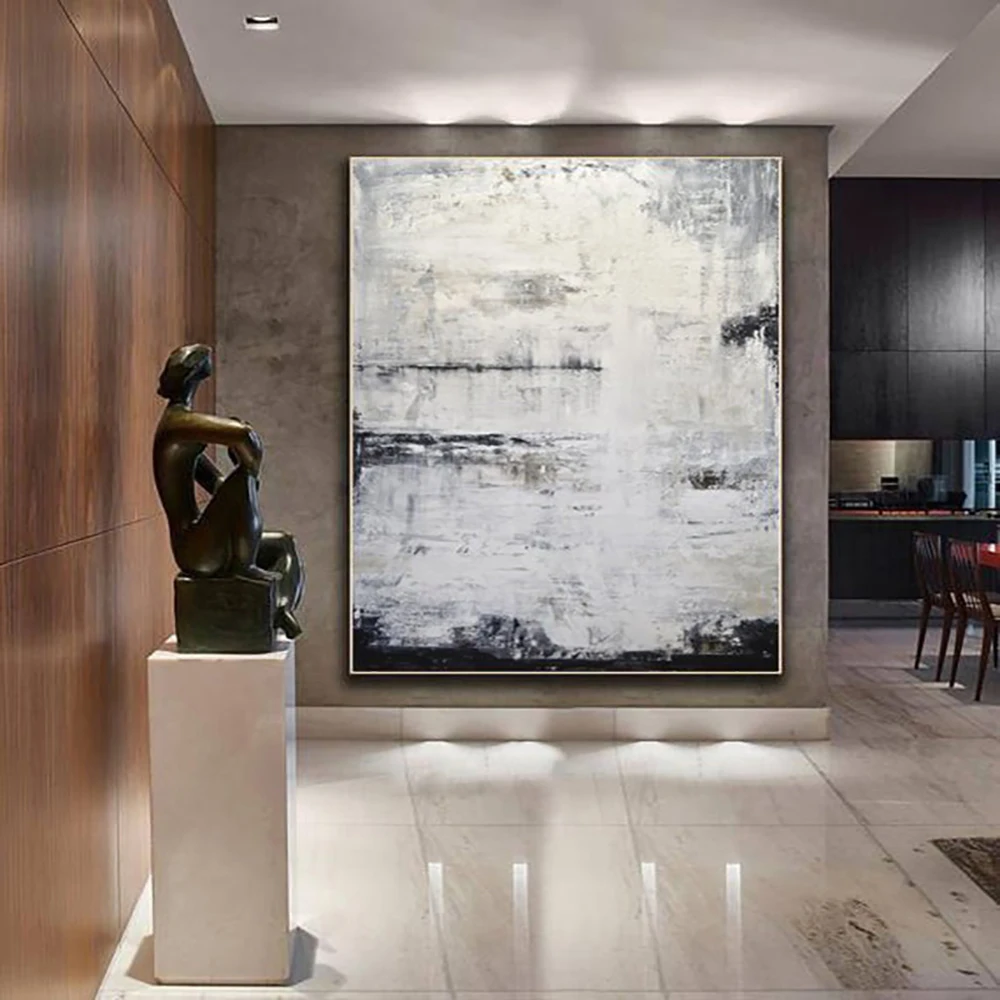 

Large Size Modern Oil Painting Hand Painted On Canvas Wall Art Landscape Taupe White Brown Abstract Oil Painting Free Shipping
