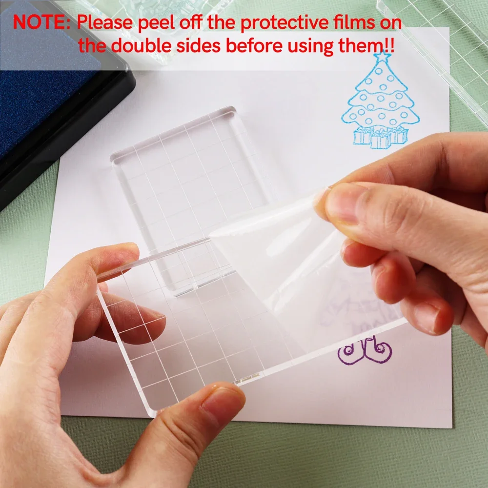 Acrylic Stamp Block 9 size Clear Essential Stamping Tools For Scrapbooking Handle Stamping Photo Album Decor
