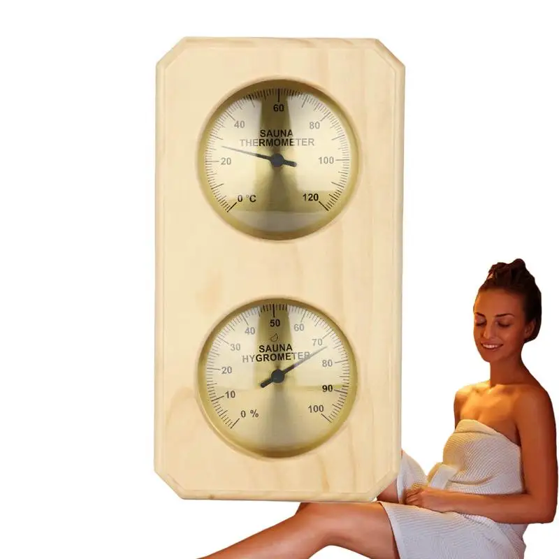 

Термометры для сауны и гигрометр 2 в 1, Термогигрометр, Домашний Деревянный гигротермограф для сауны, внутренняя влажность