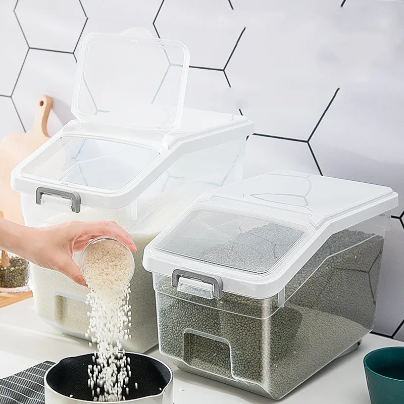 

Rice Storage Box Sealed Grain Bucket Coffee Bean Pet Food Container Storage Tank Kitchen Rice Storage Boxes Insect prevention