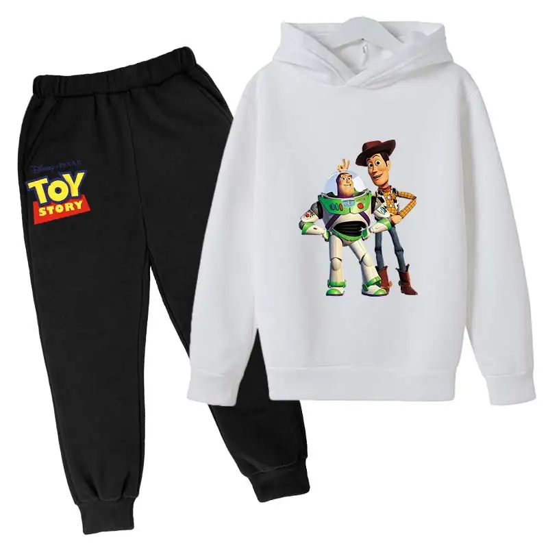 Conjunto de sudaderas con capucha Lotso para niños, Woody, Buzz Lightyear, sudaderas con capucha de Toy Story de dibujos animados para niños, camisetas y pantalones largos, traje de 2 piezas para niño