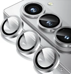 Enhanced Tempered Glass Camera Lens Protector with Metal Case Cap - Samsung A37 (Silver)
