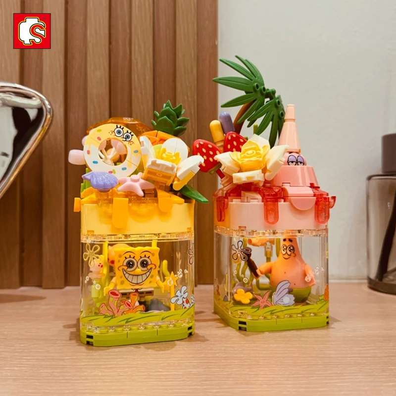

SEMBO Spongebob building block Patrick Star figure pineapple house model animation peripheral children's toys birthday gift