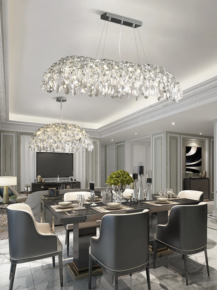 Description Picture 2 of itemModern Chrome Crystal Chandeliers For Living Room Dining Room Kitchen Table Bedroom Silver Crystal Ceiling Chandelier Lighting