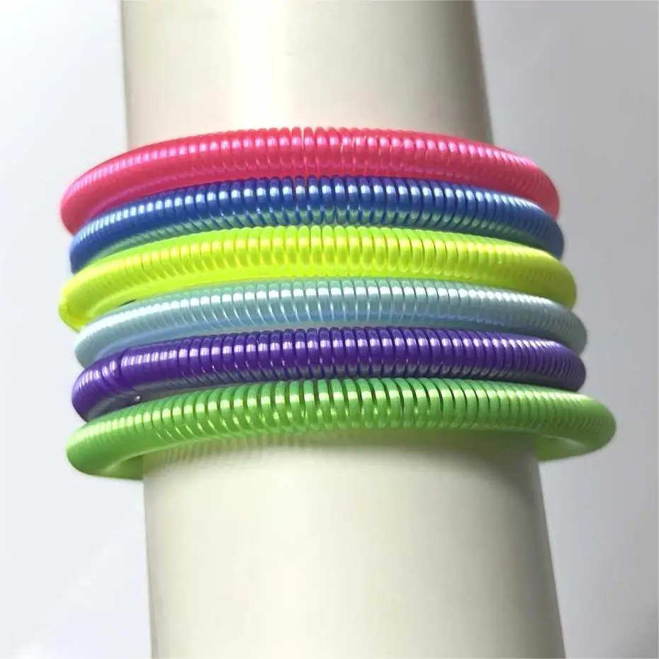 6/12pcs Plastic Pearlescent Colorful folding Spiral Coil for DIY Bracelet or Accessories
