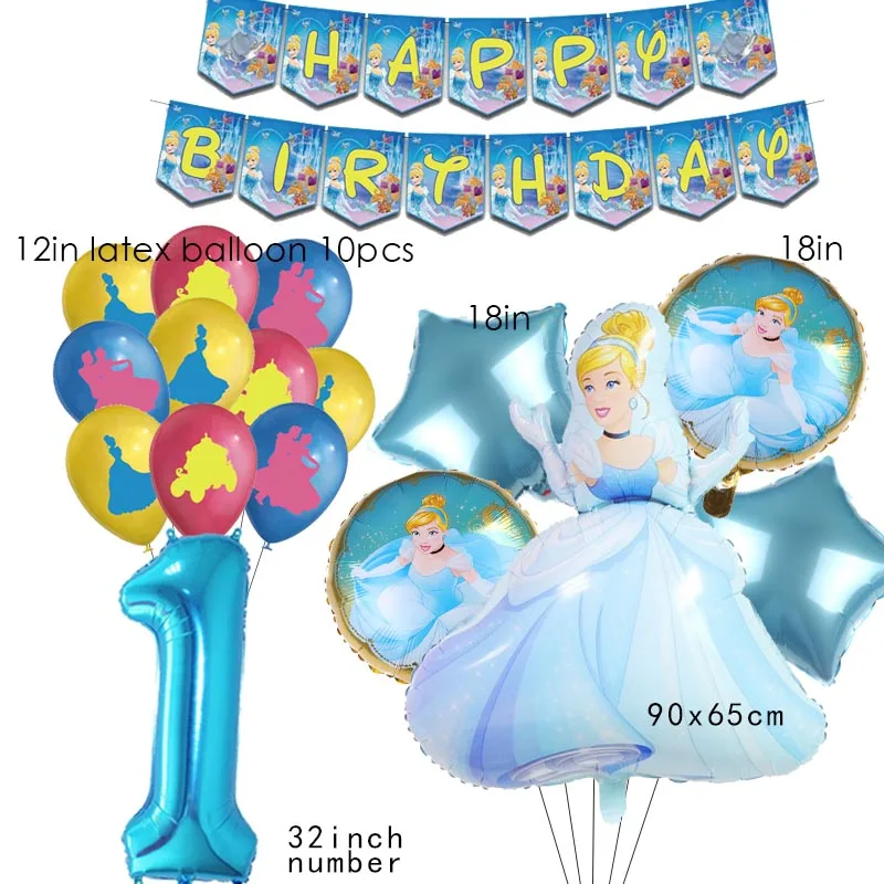 

Disney Cinderella Balloon Set Girl Faovr Birthday Party Decor Supplies Banner Ballon Baby Shower Kid Wedding Decoration Gift