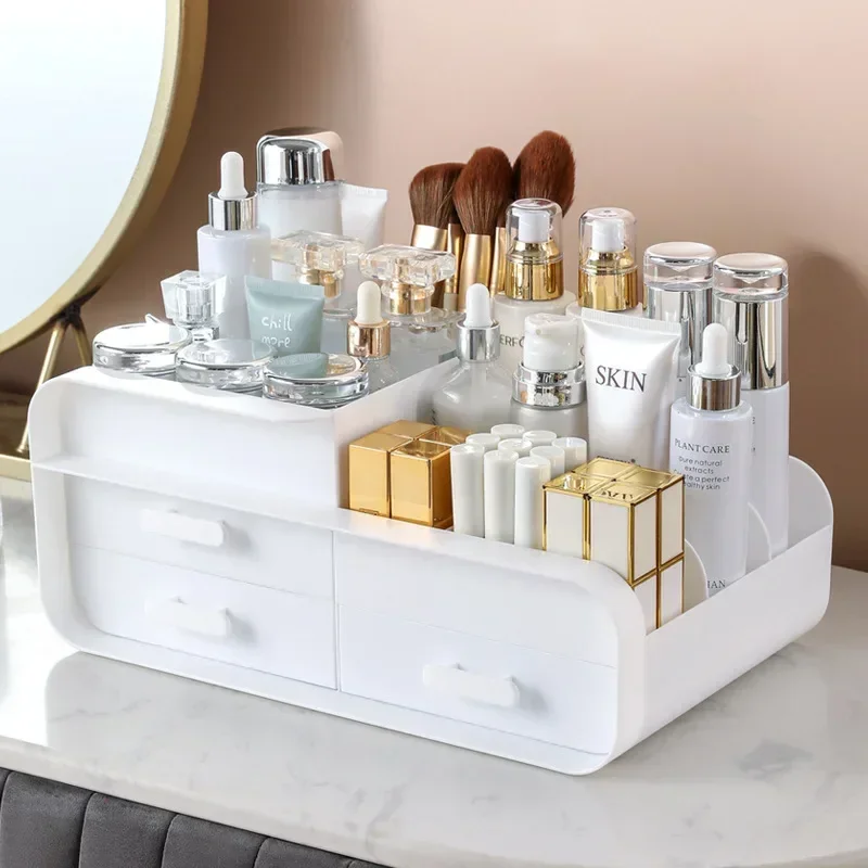

Органайзер, вместительный органайзер для канцелярских принадлежностей, коробка для хранения кистей, 3 отделения для макияжа, большой ящик для косметики