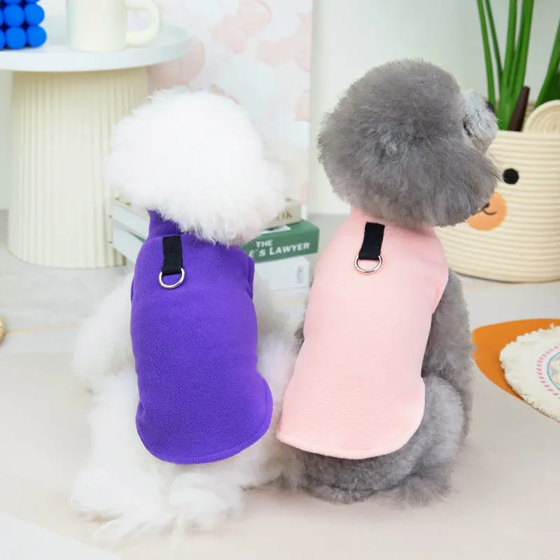 Winter Fleece Pet Dogs Clothes pet costumes dog jacket Warm Dog Vest Jacket With Pull Ring For French Bulldog Puppy Small Medium Dogs