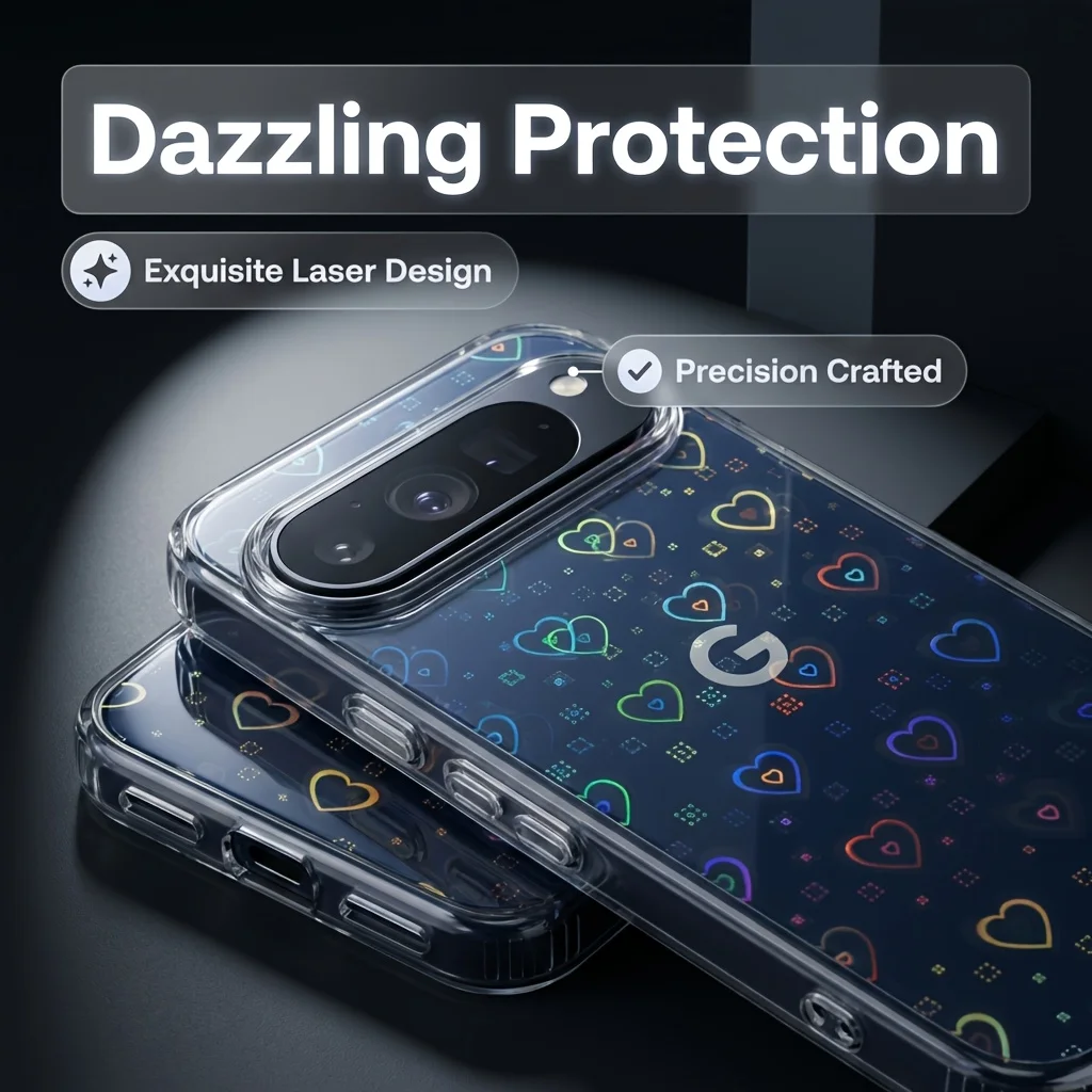 Laser Colorful Transparent Love Design Phone Case - Small Protective Cover