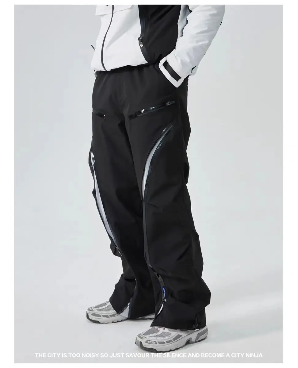 Silenstorm 24aw Outdoor straight leg soft shell pants integrated belt ykk zippers contrast color mesh techwear gorpcore