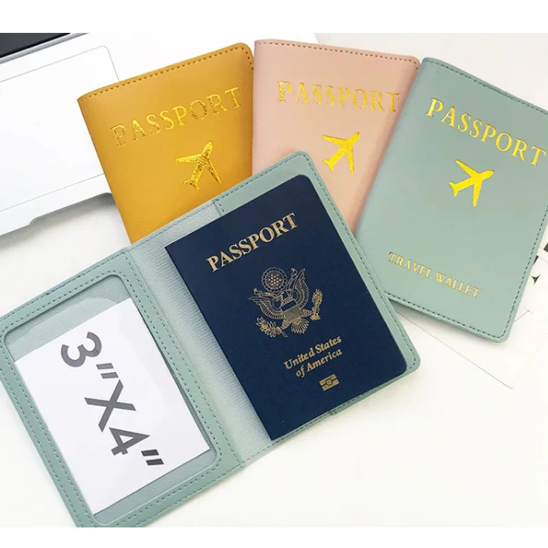 Hot selling leather extra thick hardware buckle complimentary inside signature paper vertical flip luggage tag passport holder