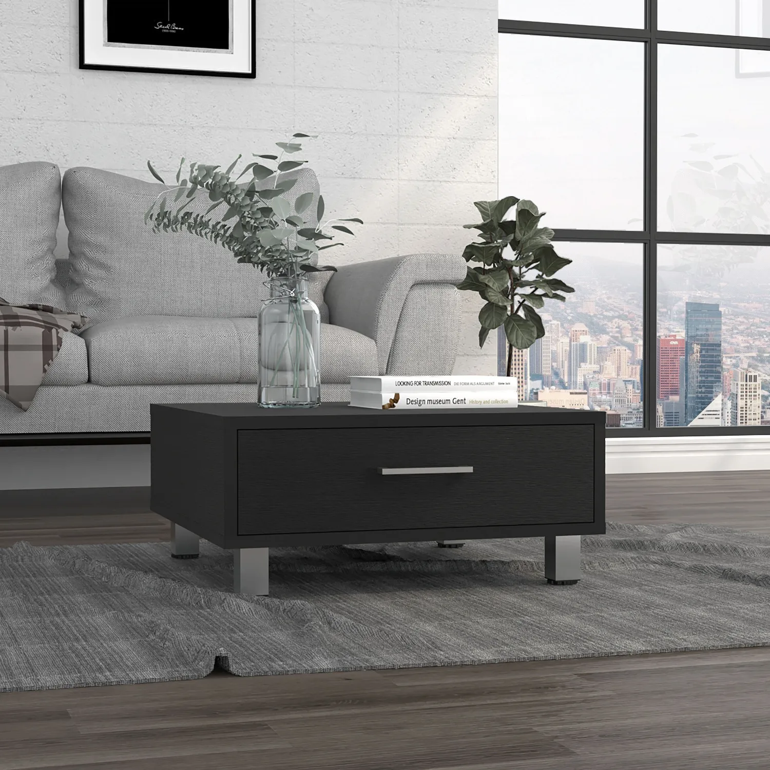 

Elegant Black Wengue Finish One Drawer Albuquerque Coffee Table for Stylish Living Room Decor