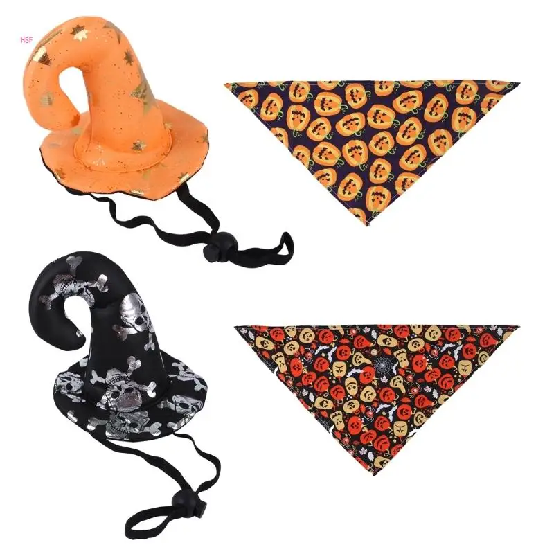 

Halloween Cat Costume Small Dogs Party Suit Photoshoots Props Headwear Neck Scarf Pet Party Accessories