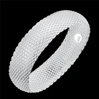 Fashion Silver Color Big Web Bangle Bracelet For Women 925 Stamp Wedding Engagement Trendy Jewelry Factory Price Wholesale 1