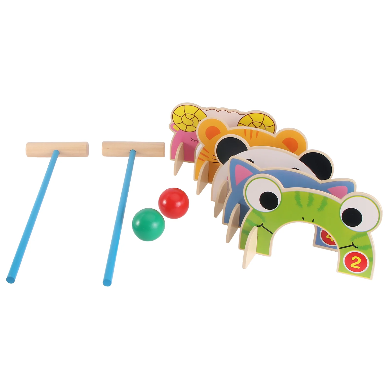 

1 Set Cartoon Croquet Game Clubs Toys Doorways Cartoon Croquet Wooden Toys for Kids
