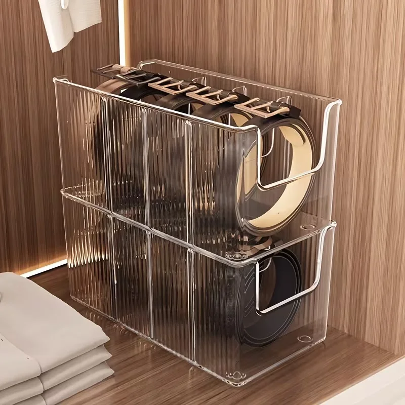 1pc/Transparent Multi-Compartment Storage Box Desktop Organizer Large Capacity Layered Storage Box Belt Storage