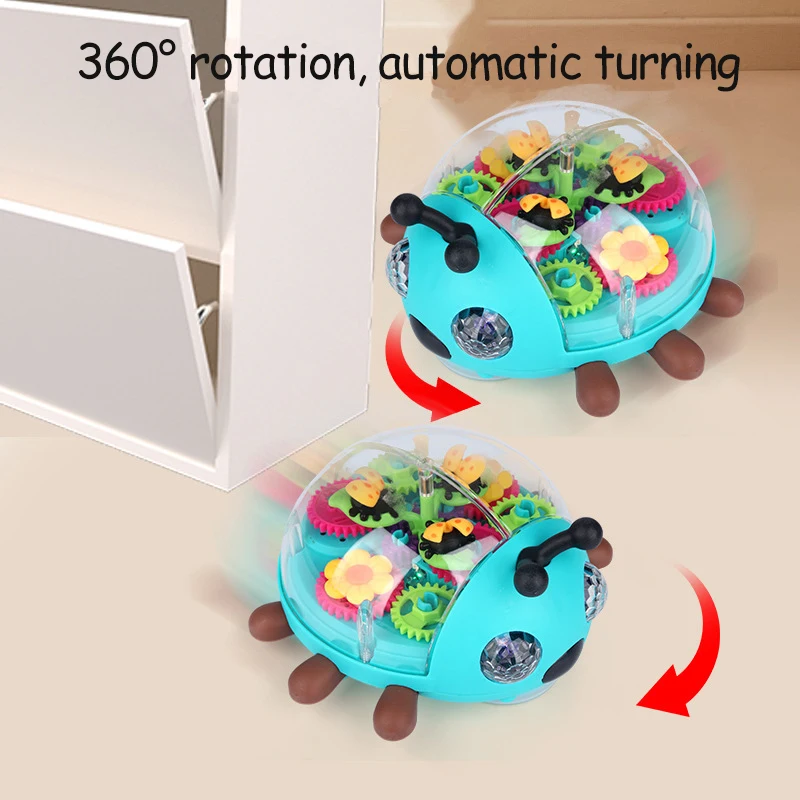 Electric Music with Light Beetle Toys 360° Rotation Walking Cute Interactive Sound Toy Early Education Toys for Kids Baby Childs 4