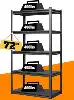 72"H 5 Tier Heavy Duty Metal Garage Storage Shelving Industrial Utility Racks kitchen shelf 2000 lbs Capacity Black 1
